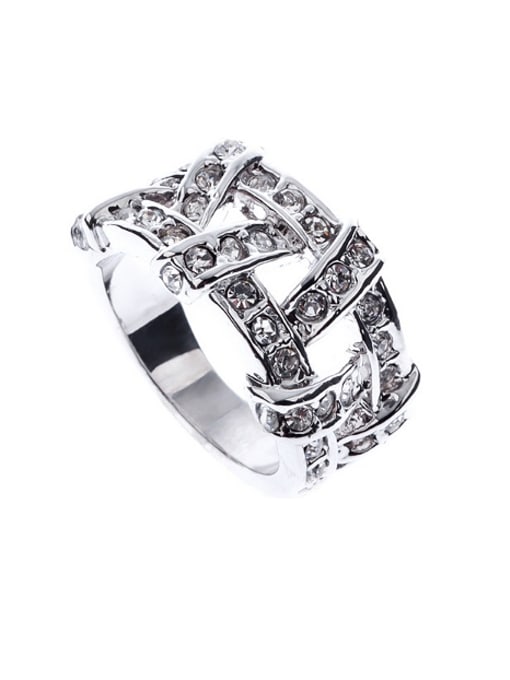 Wei Jia Personalized Cubic Rhinestones Alloy Ring 0