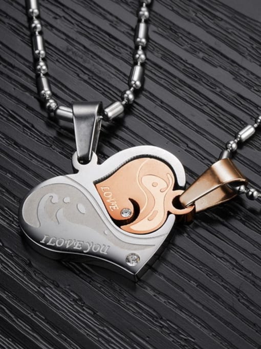 Open Sky Personalized Combined Heart shaped Titanium Lovers Necklace 2