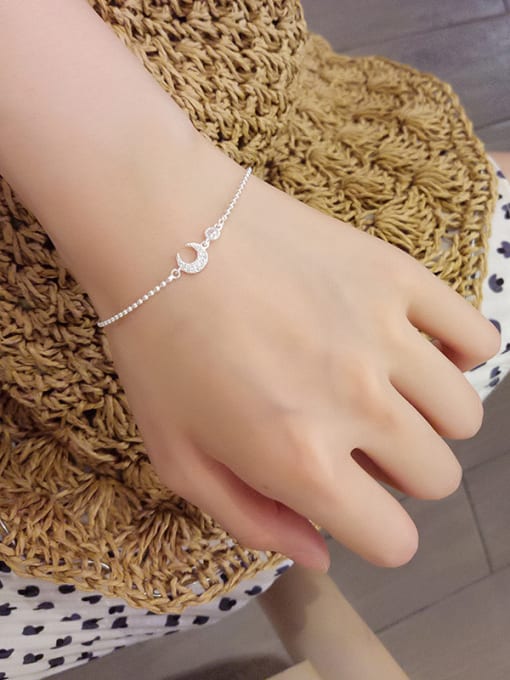 Peng Yuan Simple Tiny Moon Silver Bracelet 1