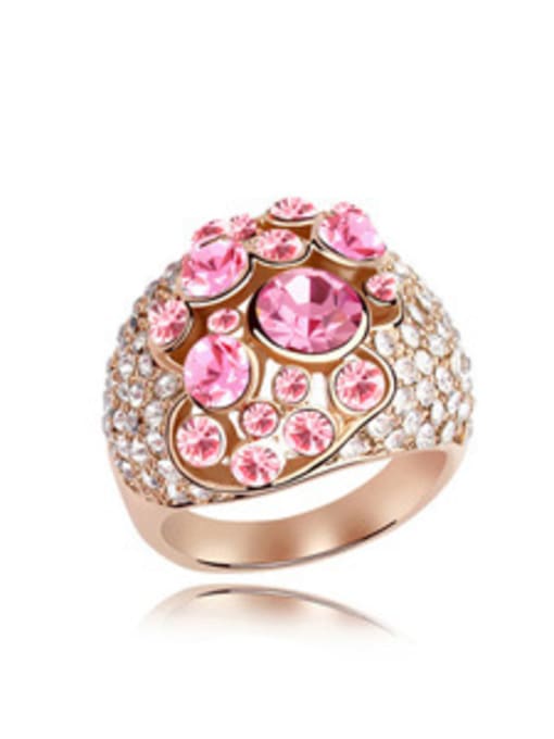 pink Exaggerated Cubic austrian Crystals Alloy Ring