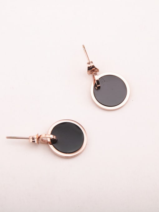 GROSE Titanium With Rose Gold Plated Simplistic Round Stud Earrings 0