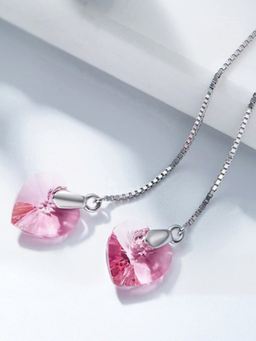 CEIDAI Simple Heart shaped austrian Crystal Line Earrings 3