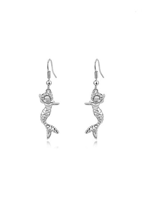 Platinum Exquisite Fish Shaped Austria Crystal Drop Earrings