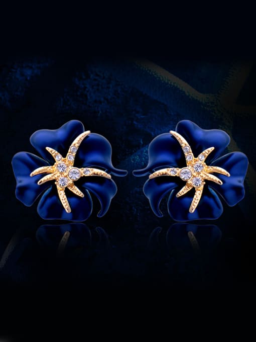 Wei Jia Fashion Personalized Starfish Cubic Rhinestones Alloy Earrings 0