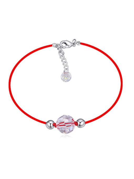 QIANZI Simple White austrian Crystal Beads Red Rope Bracelet 0