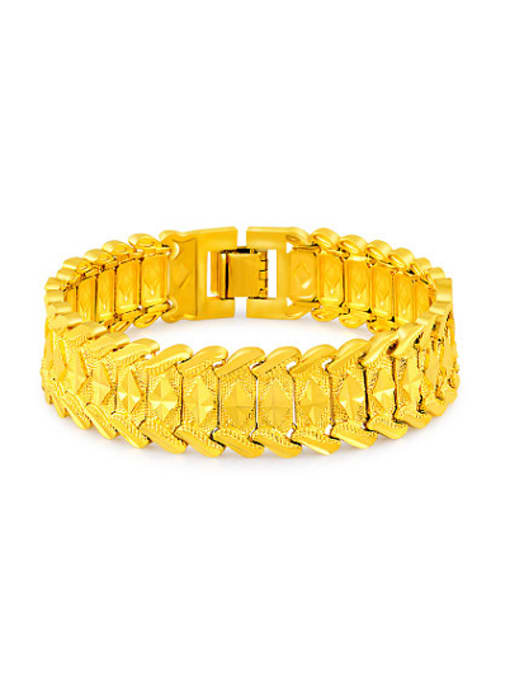 Yi Heng Da Luxury 24K Gold Plated Geometric Shaped Copper Bracelet 0