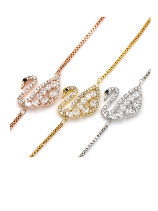 Mo Hai Copper With  Cubic Zirconia Simplistic Swan Adjustable Bracelets 3