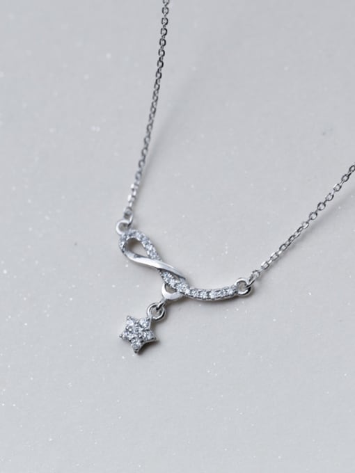 Rosh Temperament Star Shaped S925 Silver Rhinestones Silver Necklace