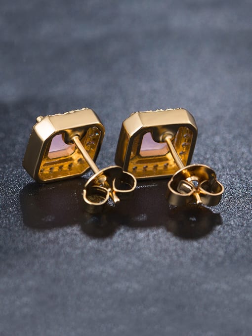 Pink Pink Square Zircon Cluster earring