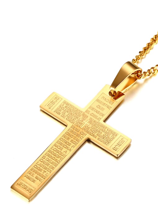 CONG Exquisite Gold Plated Cross Shaped Titanium Pendant 1