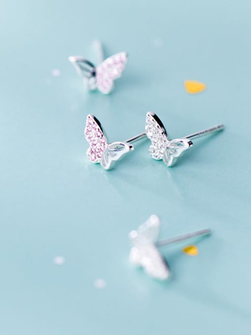 Rosh 925 Sterling Silver With Cubic Zirconia  Cute Butterfly Stud Earrings 2