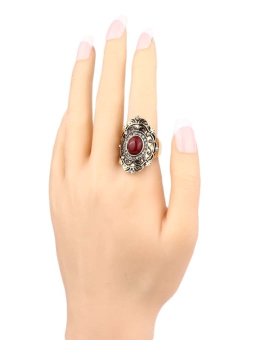 Gujin Ethnic style Oval Besin stone Crystals Alloy Ring 1