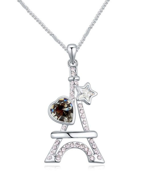 Black Personalized Eiffel Tower austrian Crystals Pendant Alloy Necklace