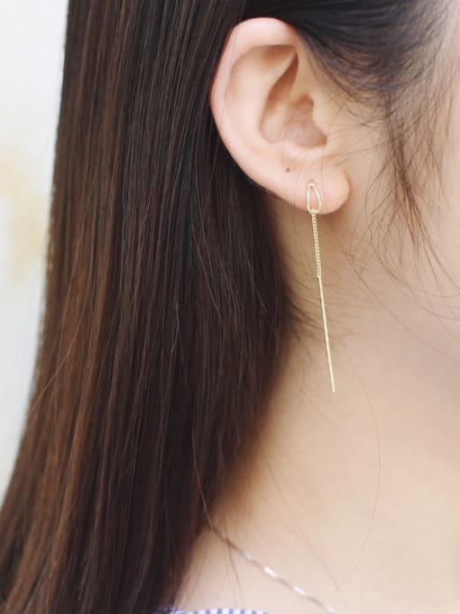 DAKA Simple Slim Chain Silver Gold Plated Line Earrings 1