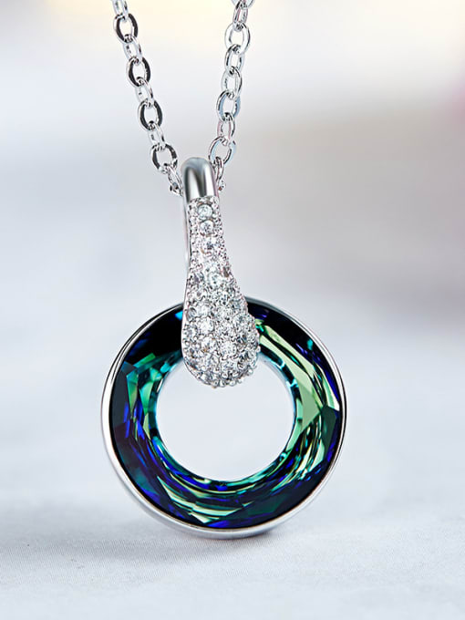 Blue Round Shaped austrian Crystal Necklace