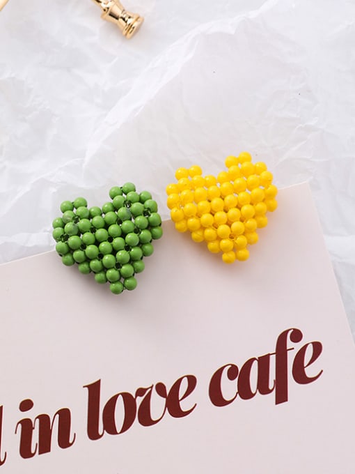 B Yellow and Green (short) Alloy With Rose Gold Plated Simplistic Heart Drop Earrings