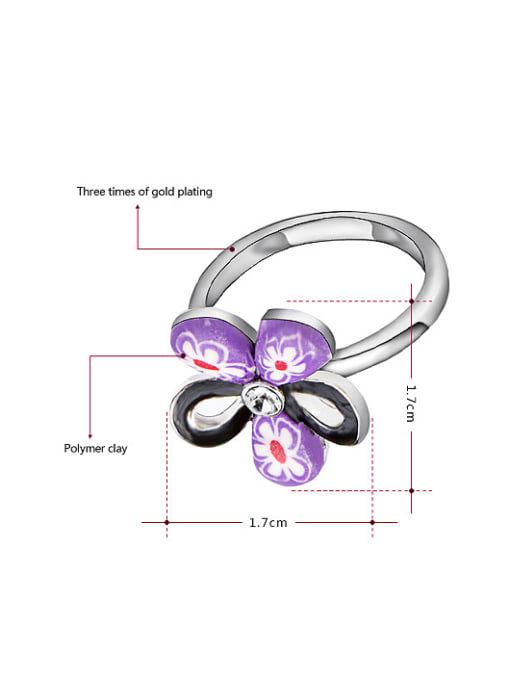 Ronaldo Purple Flower Shaped Polymer Clay Ring 1