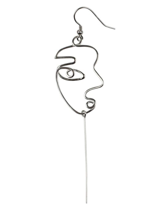 2 Personalized Exaggerated Abstract Face Silver Earring