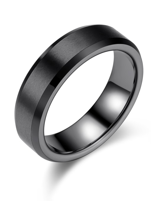 Open Sky Stainless Steel With Black Gun Plated Simplistic Geometric Rings 0