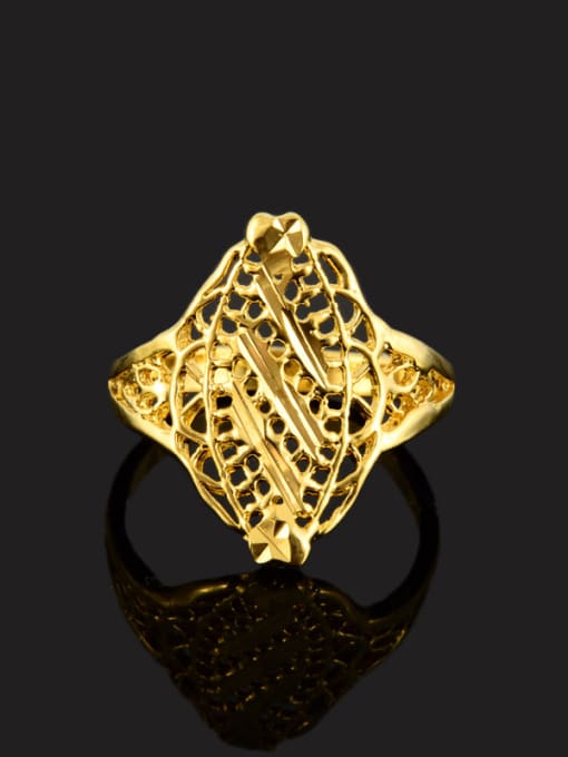 Yi Heng Da Exquisite 24K Gold Plated Hollow Geometric Design Copper Ring 1