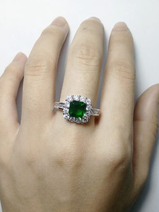 KENYON Fashion Square Green Zircon Copper Ring 1
