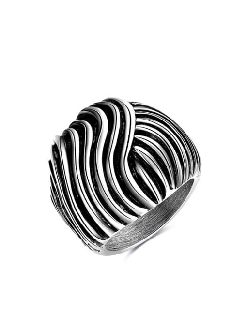 Ronaldo Punk Style Stripe Design Stainless Steel Ring 0