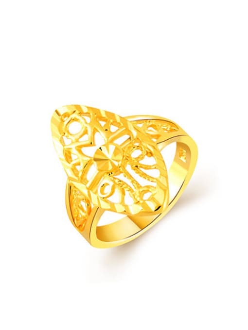 Yi Heng Da Exaggerated 24K Gold Plated Oval Shaped Copper Ring 0