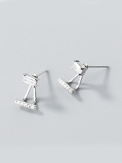 Rosh Exquisite Geometric Shaped Shimmering Zircon Silver Stud Earrings 0