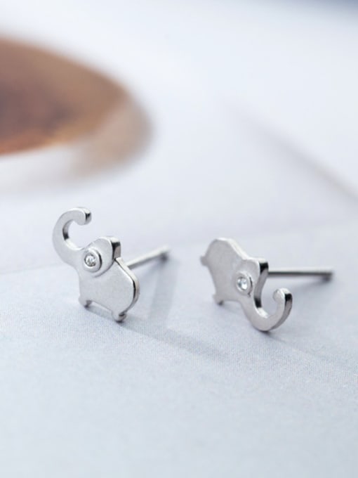 Rosh Cute Elephant Shaped S925 Silver Rhinestones Stud Earrings 1