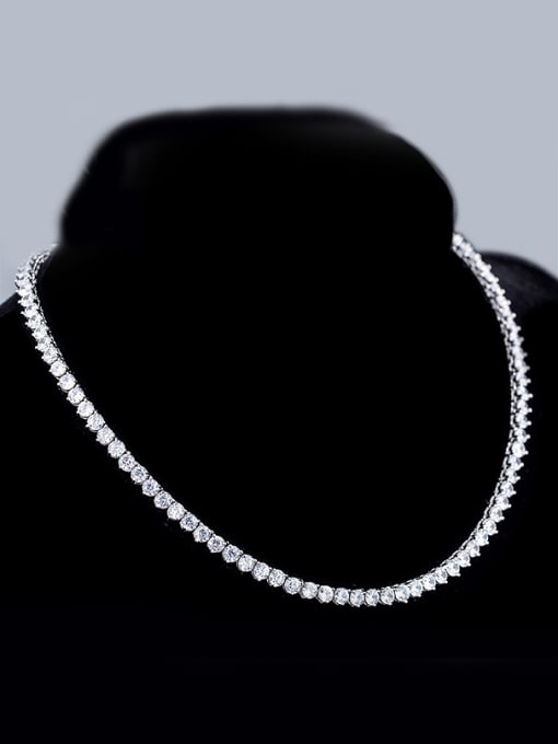 white 60CM Platinum Plated Zircon Necklace
