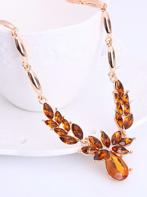 BESTIE Alloy Rose Gold Plated Fashion Stones Flower-shaped Two Pieces Jewelry Set 1