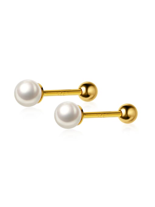 Rosh 925 Sterling Silver With Artificial Pearl Simplistic Geometric Stud Earrings 3