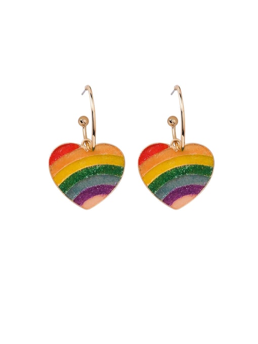 Girlhood Alloy With Rose Gold Plated Fashion Rainbow Heart Shaped Flower  Drop Earrings
