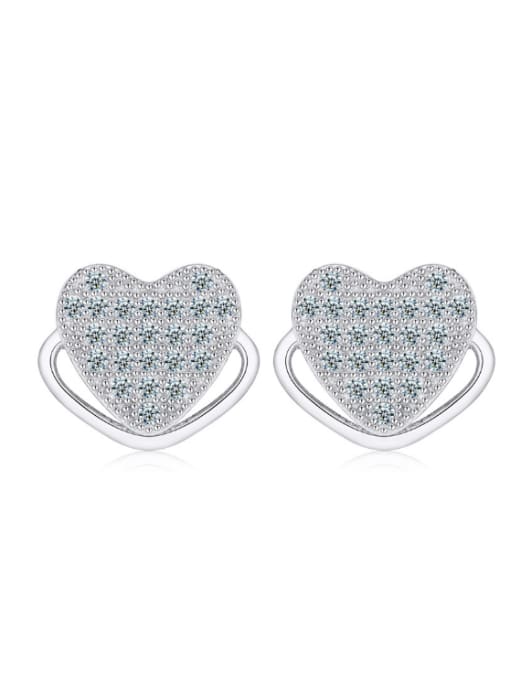 kwan Fashion S925 Silver Heart Stud Earrings 0
