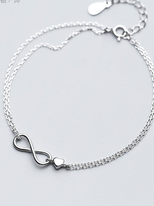 Rosh S925 Silver Bracelet Feminine Fashion Double-decker Infinite infinityBracelet Sweet Heart Hand S2419 1
