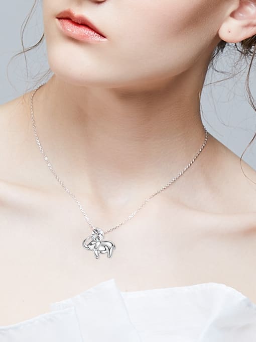 CEIDAI Simple Little Elephant Cubic austrian Crystal 925 Silver Necklace 1