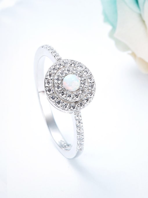 CEIDAI Fashion Shiny Cubic Zirconias Opal stone 925 Silver Ring 3