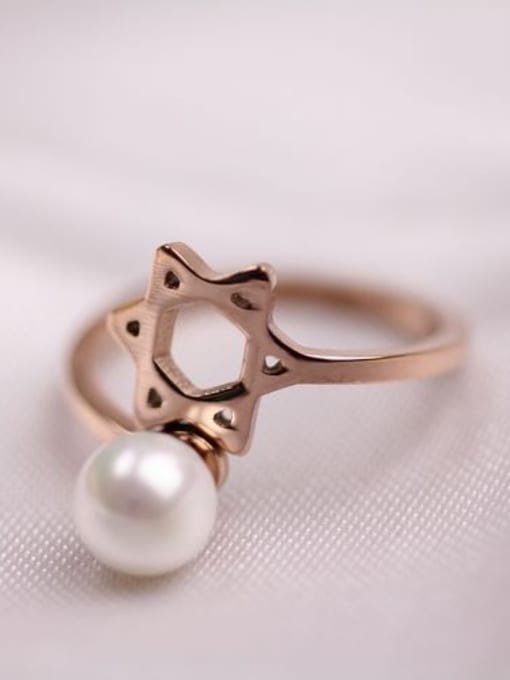 GROSE Star Pattern Artificial pearl Women Ring 2