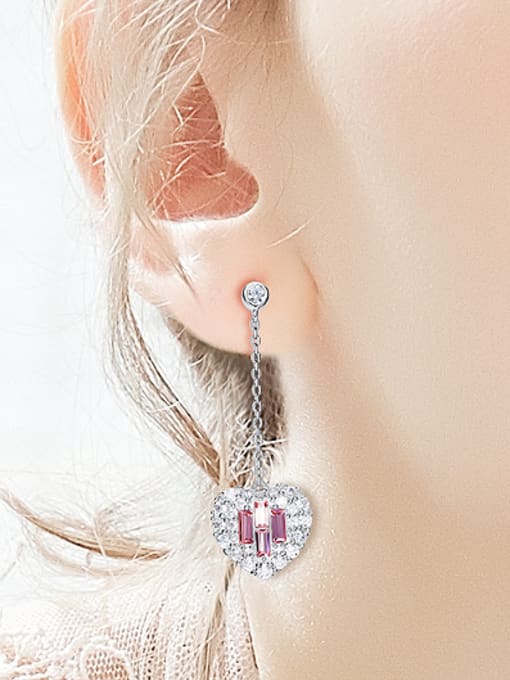 CEIDAI Fashion Heart austrian Crystals-covered 925 Silver Stud Earrings 1