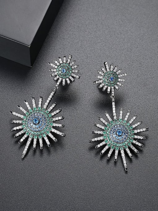 BLING SU AAA zircon color Europe and America atmosphere fashion earrings gift