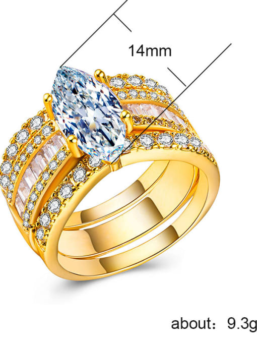 MATCH Copper With 18k Gold Plated  Cubic Zirconia Trendy Cocktail Rings 3