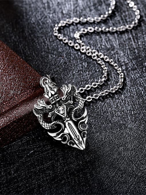 Color Steel Double Dragon Shaped Stainless Steel Necklace