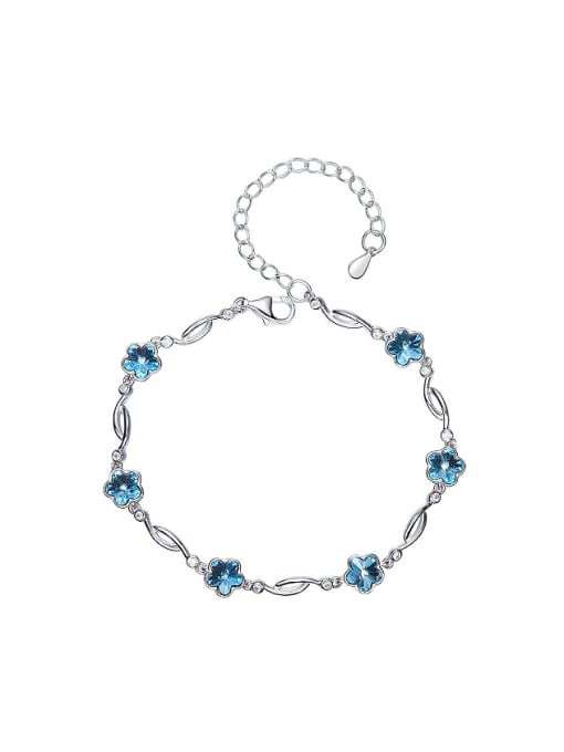 CEIDAI Simple Flowery austrian Crystals Silver Bracelet