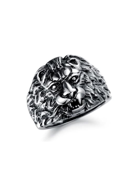Open Sky Punk style Exaggerated Lion Head Titanium Men Ring