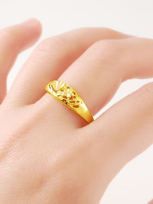 Yi Heng Da Exquisite 24K Gold Plated Flower Shaped Copper Ring 1