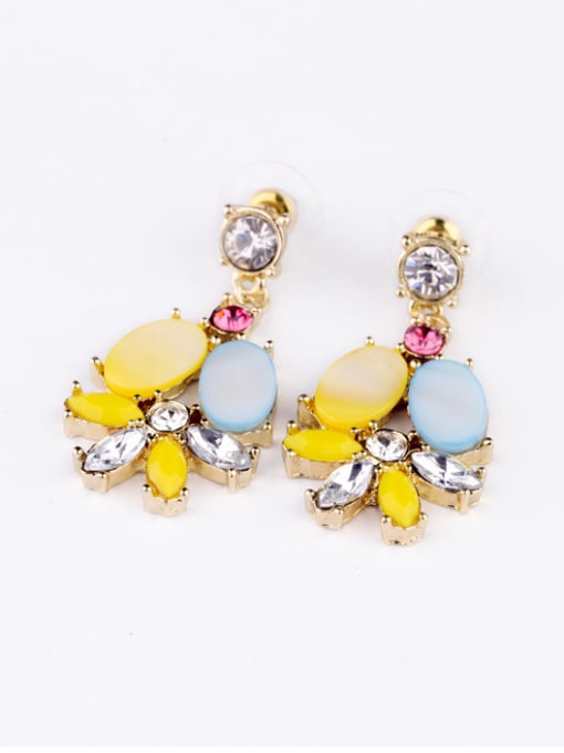 multicolor Alloy Flower Artificial Gemstones Drop Chandelier earring