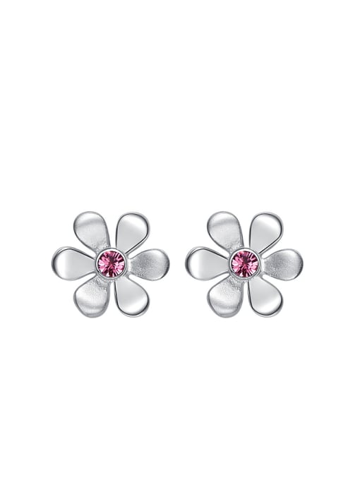CEIDAI Simple Pink Zircon Stud Earrings 0