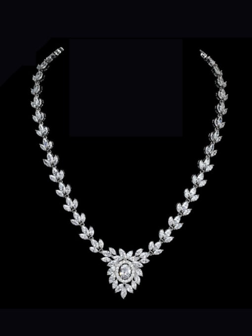BLING SU Copper inlaid AAA zircon bridal luxury Necklace 0