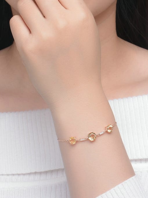 ZK Natural Yellow Crystal Rose Gold Plated Bracelet 1