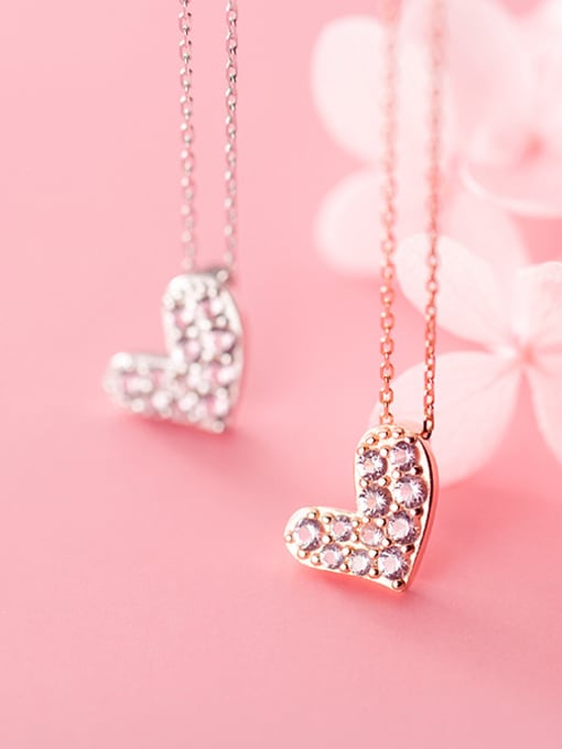 Rosh 925 Sterling Silver With Rose Gold Plated Cute Heart Necklaces 1